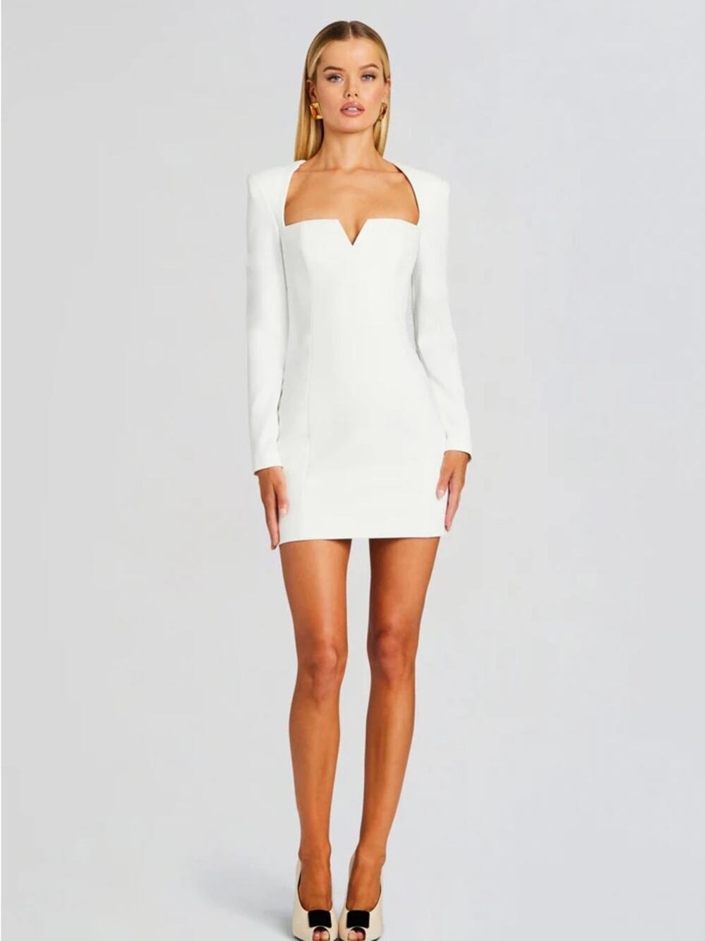 New Retrofete Sans Faff $565 Simone Mini V Dress White XS NWT